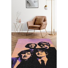 Homshtag  The Beatles Stones Çok Renkli Müzisyen Halısı Dokuma Tabanlı Müzisyene Hediye Halı