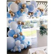 Meri Parti Mavi Beyaz Krom Gold Balon
