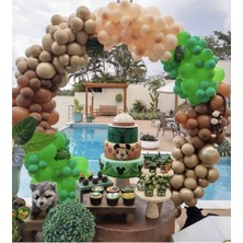 Meri Parti  Krom Gold Pastel Karamel Açık Yeşil ve Somon Balon Zinciri 100 Adet