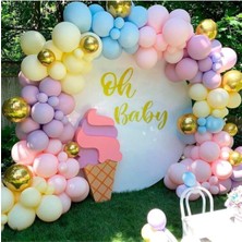 Meri Parti Makaron Balon + Krom Balon + Balon Zinciri Aparatı