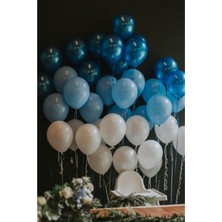 Balonevi 100 Adet Mavi-Beyaz-Lacivert Balon ve Balon Zinciri Konsept Balon Parti Süslemeleri