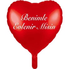 Meri Parti 18 Inc Kalp Benimle Evlenirmisin Kırmızı Renk Folyo Balon Evlilik Teklifi Balon