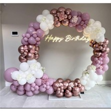 Meri Parti  Krom Pembe Toz Pembe ve Beyaz Balon Zinciri 100 Adet