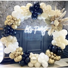 Meri Parti Krom Gold Gece Mavisi  ve Beyaz Balon Zinciri 100 Adet