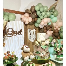 Meri Parti Pastel Balon Zinciri Küf Yeşili Mint Yeşili Karamel Somon