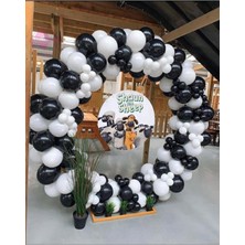 Meri Parti  Pastel Siyah ve Beyaz Balon Zinciri 100 Adet + 5 mt Balon Zinciri