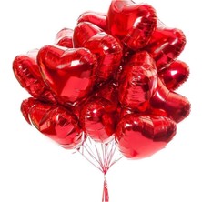 Meri Parti Sevgililer Günü Kalp Folyo Balon 40 cm 10 Adet Kalp Folyo Balon Seti