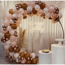 Meri Parti 100 Adet Balon ve Balon Zinciri Ten Karamel Beyaz Gold Krom Balon Vebalon Zinciri Doğum Günü Balon
