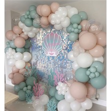 Meri Parti Küf Yeşili Somon Beyaz Şeffaf Balon Balon Zinciri