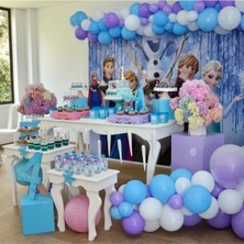 Meri Parti Frozen Konsept Balon ve Balon Zinciri Metalik Balon ve Dekorasyon Zincir Şerit Karlar Ülkesi Konsept