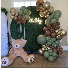 Meri Parti Küf Yeşili Pastel Kahverengi Gold Krom Balon Zincir Parti Set