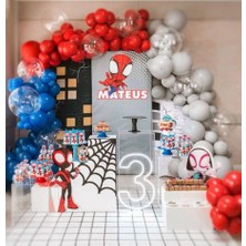 Meri Parti Örümcek Adam Konsept Balon ve Balon Zinciri 60 Adet Balon Doğum Günü Spiderman Renkleri