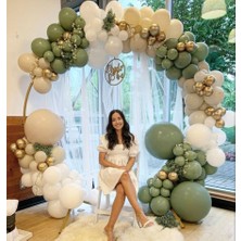 Meri Parti Brıde To Be Balon ve Balon Zinciri Set Küf Beyaz Deniz Kumu Gold Renkler Brıde Konsept Balon