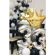 Meri Parti Kral Taç Folyo Balon Konsept Doğum Günü Parti Seti