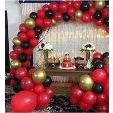 Meri Parti Krom Gold Pastel Siyah Kırmızı Balon Konsept Zincir