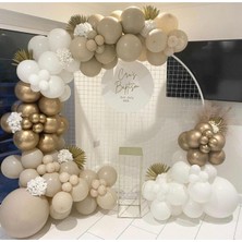 Meri Parti Krom Gold Beyaz ve Taş Rengi Balon Zinciri 100 Adet