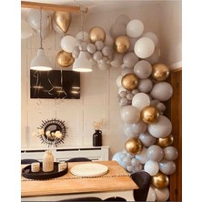 Meri Parti Meri 100 Adet Krom Gold Gri Beyaz Pastel Balon ve Balon Zinciri