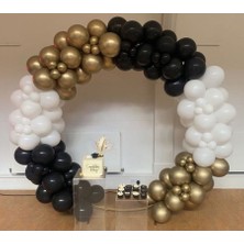 Meri Parti 100 Adet Balon ve Balon Zinciri Beyaz Siyah Gold Krom ve Balon Zinciri Doğum Günü Konsept