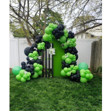 Meri Parti 100 Adet Siyah ve Açık Yeşil Balon ve Balon Zinciri Siyah Balon Açık Yeşil Balon Konsept