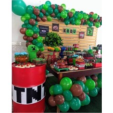 Meri Parti Mınecraft Balon ve Balon Zinciri Mınecraft Konsept Balon Yeşil Kahverengi Balon ve Zinciri