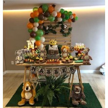 Meri Parti 100 Adet Turuncu Beyaz Yeşil Kahverengi Metalik Balon ve Balon Zinciri Konsept Balonlar Parti