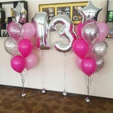 Meri Parti 13 Yaş Doğum Günü Kolnsept 13 Yaş Folyo Balon Yıldız Folyo Balon Metalik Balon Set