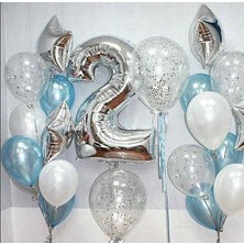 Meri Parti 2 Yaş Doğum Günü Balon 2 Yaş Folyo Balon Konfetili Balon Yıldız Balon Set