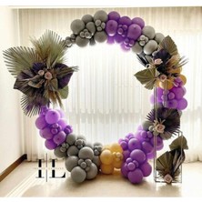 Meri Parti Özel Gün Konsept Balon Lila Gri Gold Balon