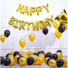 Meri Parti Doğum Günü Gold Set Happy Bırhday
