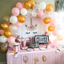 Meri Parti Unicorn Konsept Balon ve Balon Zinciri Parti Konsept