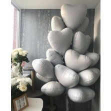 Meri Parti Sevgililer Günü 10 Adet Beyaz Kalp Balon Beyaz Folyo Kalp Balon