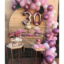 Meri Parti 30 Yaş Doğum Günü Parti Balon Set 30 Yaş Folyo Balon ve 100 Adet Balon ve Balon Zinciri
