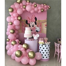 Meri Parti Krom Gold Pastel Pembe Balon ve Balon Zinciri Konsept Balon Zinciri