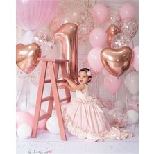 Meri Parti 1 Yaş Rosegold Doğum Günü Balon Set