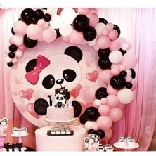 Meri Parti 100 Adet Pembe Beyaz Siyah Balon Özel Gün Konsept Balon Zincir