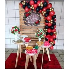 Meri Parti  Kırmızı Gold Siyah Balon Zincir Set 100 Adet