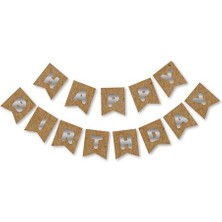 Meri Parti Kraft Gümüş Happy Bırthday Yaldızlı Banner