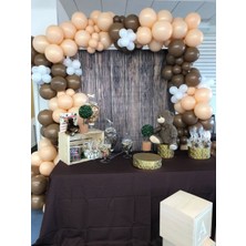 Meri Parti Somon Beyaz Kahve Tonlarında 100 Adet Balon ve Balon Zinciri