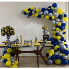 Meri Parti Sarı Lacivert Gümüş Balon Zinciri Balon Konsept