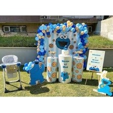 Meri Parti Kurabiye Canavarı Mavi Ten Rengi Balon ve Balon Zincir