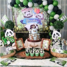 Meri Parti Panda Konsept 100 Adet Metalik Balon ve Balon Zinciri Panda Doğum Günü Parti
