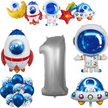 Meri Parti Uzay Folyo Balonları Yaş Sayı Balonu Doğum Günü Uzay Temalı Konsept