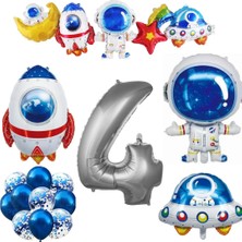 Meri Parti Uzay Folyo Balonları Yaş Sayı Balonu Doğum Günü Uzay Temalı Konsept