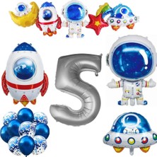 Meri Parti Uzay Folyo Balonları Yaş Sayı Balonu Doğum Günü Uzay Temalı Konsept