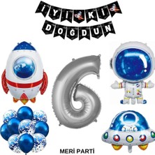 Meri Parti Yaş Sayı Balon Uzay Folyo Balon ve Banner Set Parti Setleri Uzay Temalı Folyo Balon Set Doğum Günü