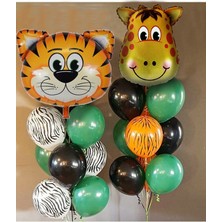 Meri Parti Safari Konsept Safari Folyo Balon ve Lateks ve Metalik Balon Safari Balon Safari Doğum Günü