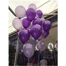 Meri Parti  100 Adet Metalik Sedefli (Mor - Gümüş Karışık) Uçan BALON(100'LÜ Paket)