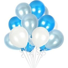 Aşkın Parti Evi 100'LÜ Mavi Beyaz Metalik Balon