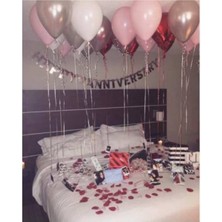 Meri Parti 100 Adet Metalik Balon Pembe Beyaz Gümüş Balon Metalik Renk Balon