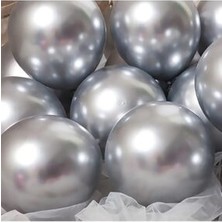 Meri Parti 12 Inç Metalik Gümüş Balon 10'lu
